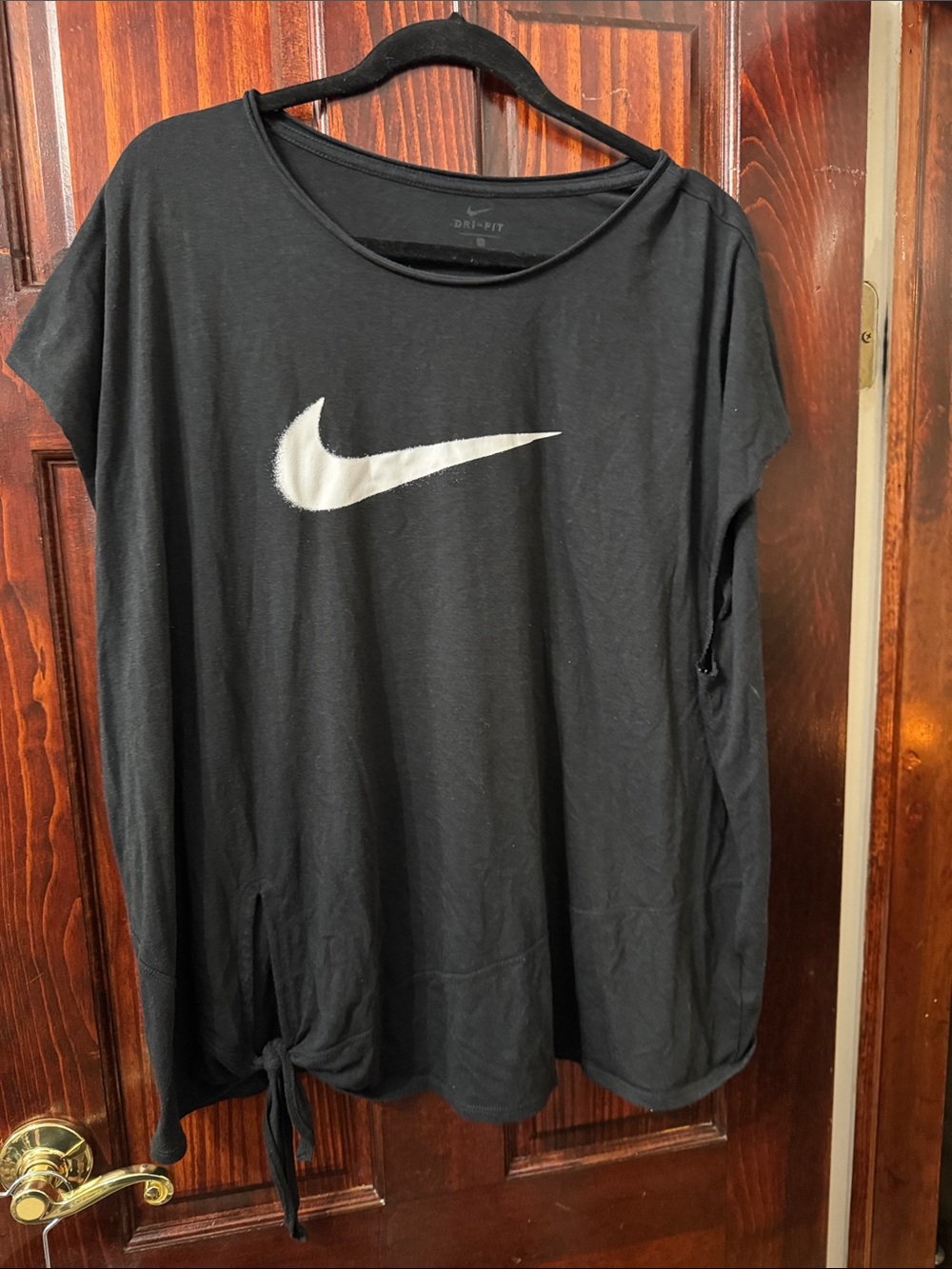 Nike Black Short Sleeve Dri-FIT Tee with White Swoosh